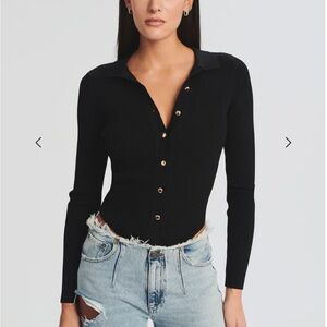 SER.O.YA Black Ribbed Bodysuit